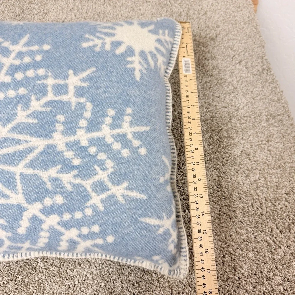 Barker Textiles Wool Throw Pillow Blue White‎ Scandinavian Snowflake 18x18